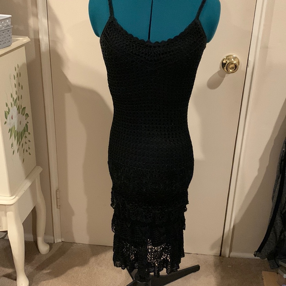 Crochet cocktail dress with beading